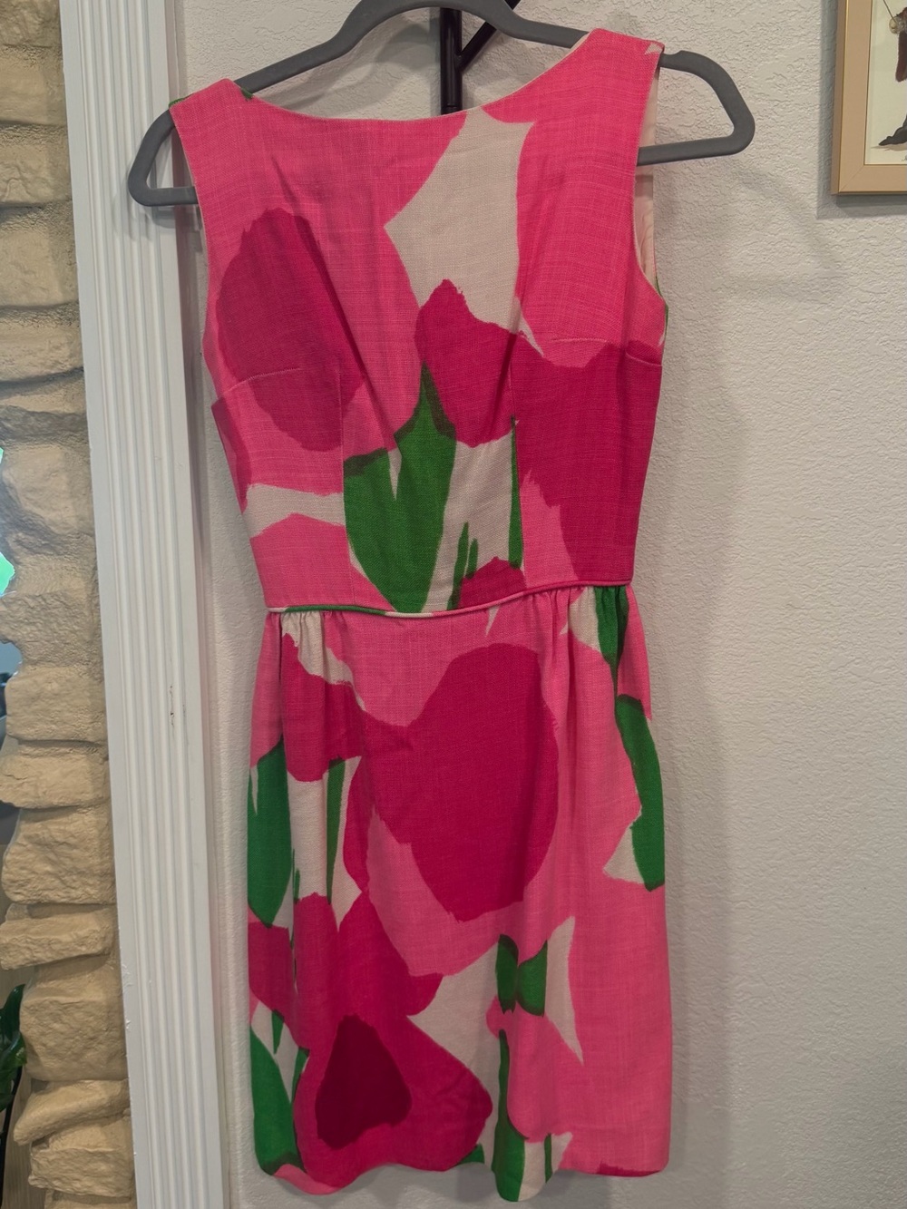 Bright Pink Floral Sleeveless Mini Dress